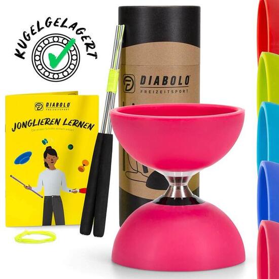 Diabolo Set Pro (pink) mit kugelgelagerter Achse, Handstäben &Ersatzschnur
