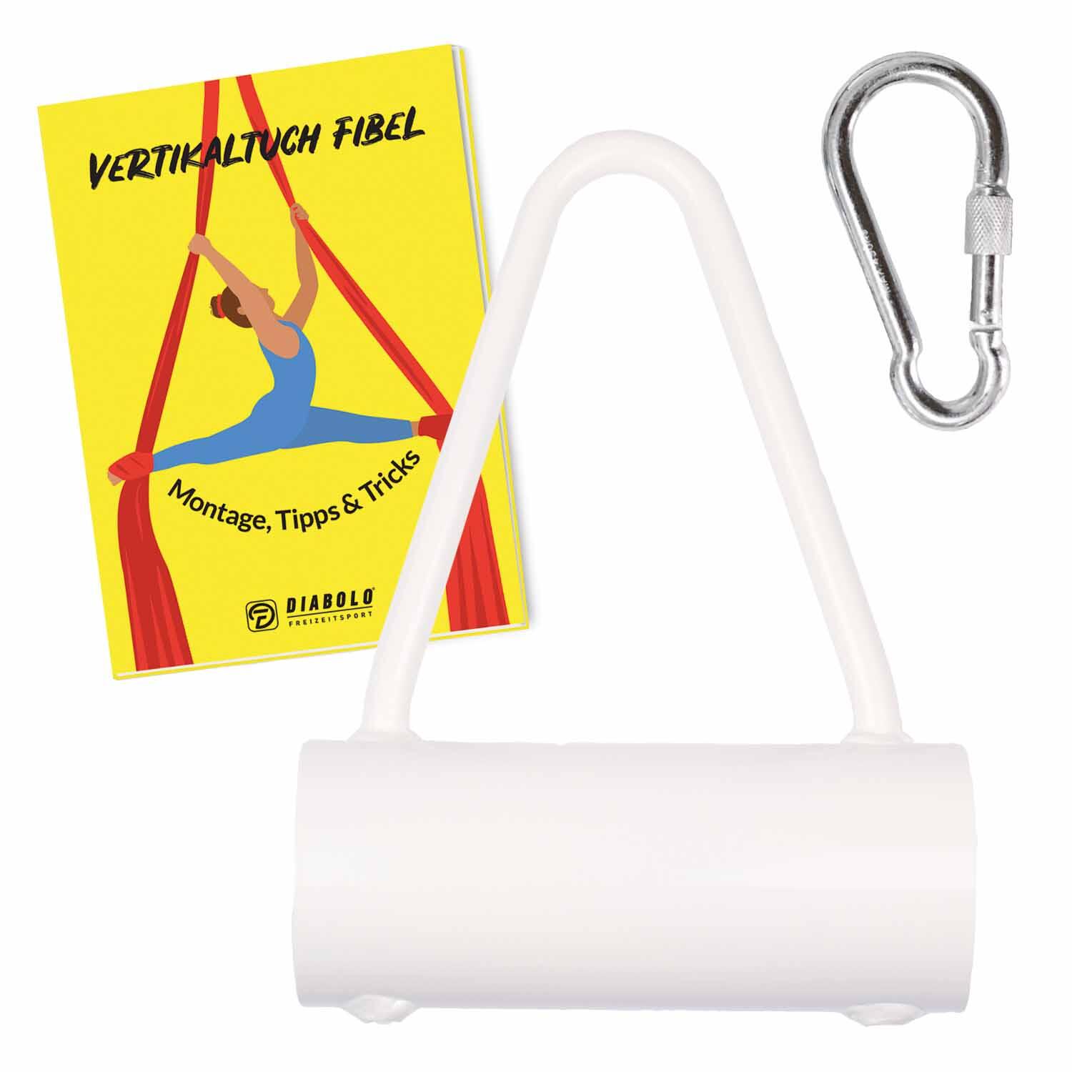 Vertikaltuch 8m (rot) mit Triangel-Aufhängung (weiß) und Transportbeutel 4/7
