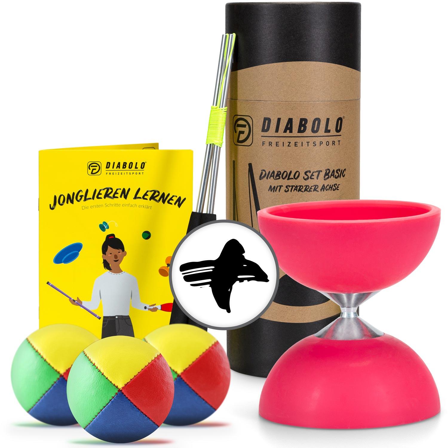 Jonglierset mit Diabolo Set Basic (pink) & Jonglierbälle 3er Set, Ø 62mm 1/7