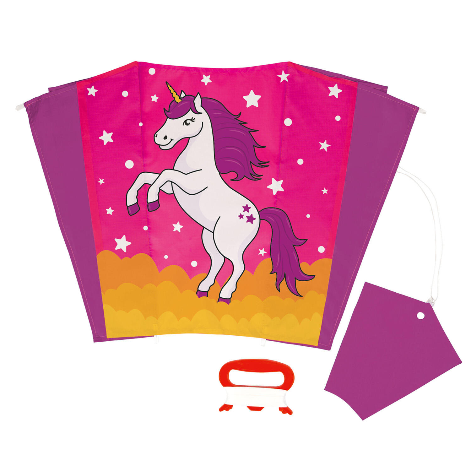 WOLKENSTÜRMER Kinderdrachen Sled Einhorn (lila-pink), Einleiner - flugfertig inkl. Schnur