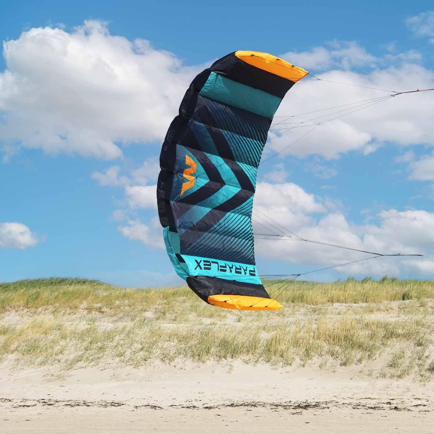 Lenkmatte Paraflex Sport 1.7 (türkis) - flugfertig ink. Schnüre, Lenkbar & Leash 2/7