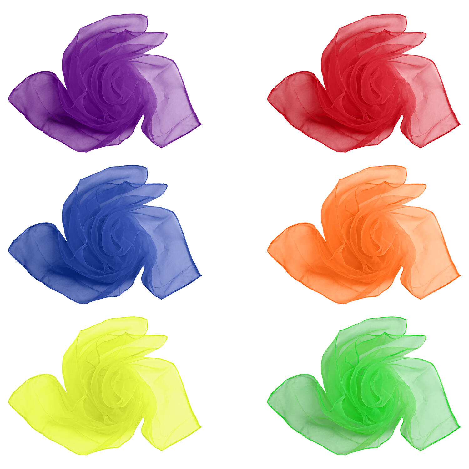 Jongliertücher 6er Set (6 Farben), 60x60cm, Chiffontücher aus 100% Nylon 2/7