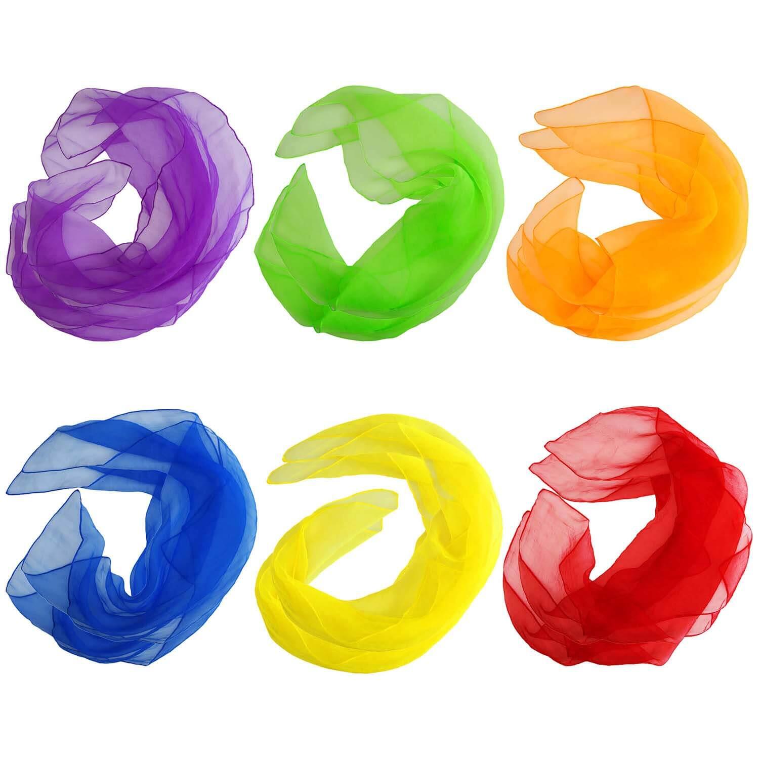 Jongliertücher 12er Set (6 Farben), 60x60cm, Chiffontücher aus 100% Nylon 6/7
