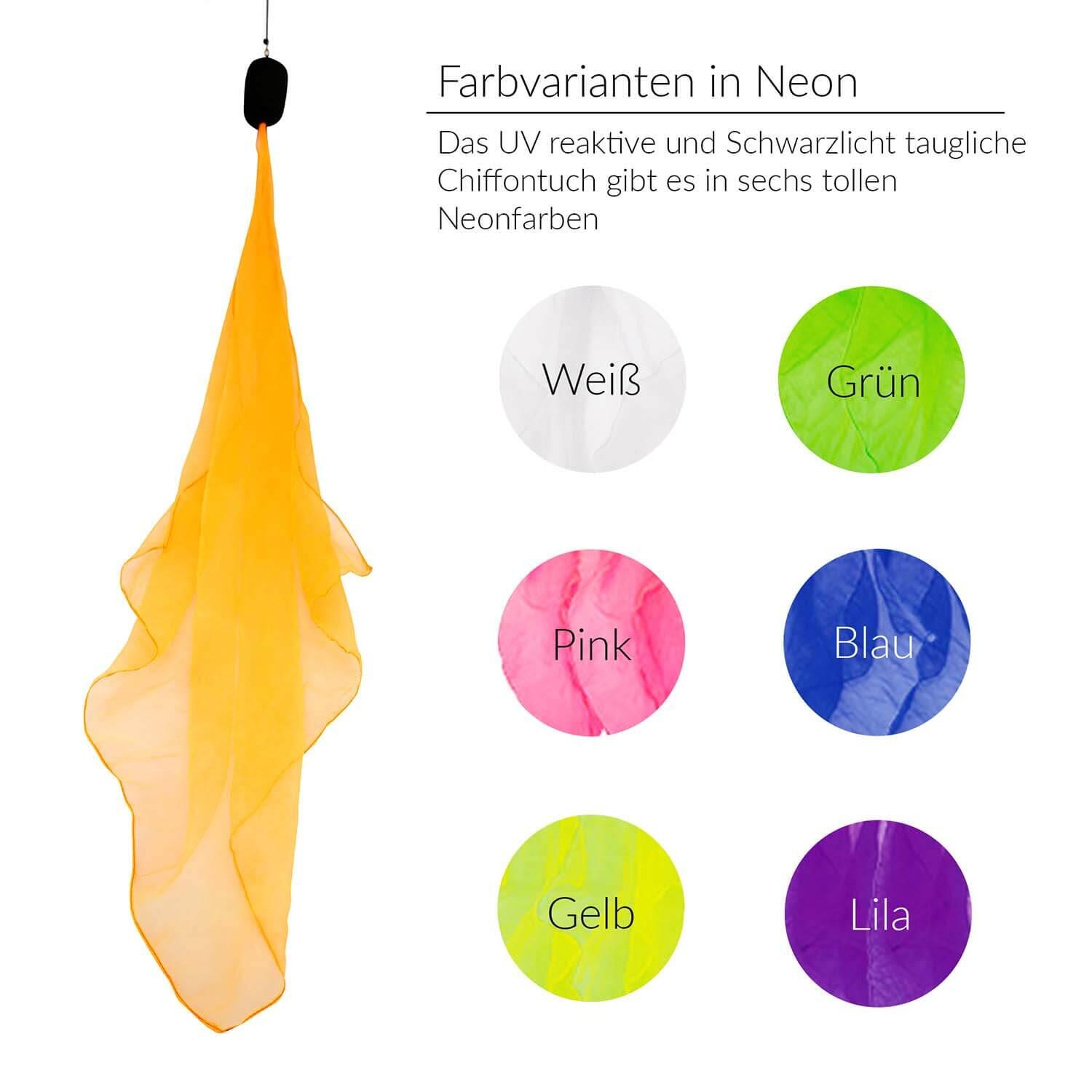 Soft-Poi 40x40cm (uv orange) - Spiral Poi für Kinder mit kleinerem Schaltuch 5/6
