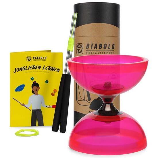 Diabolo Set Pro Clear (rot) mit kugelgelagerter Achse - LED-ready, UV reaktiv