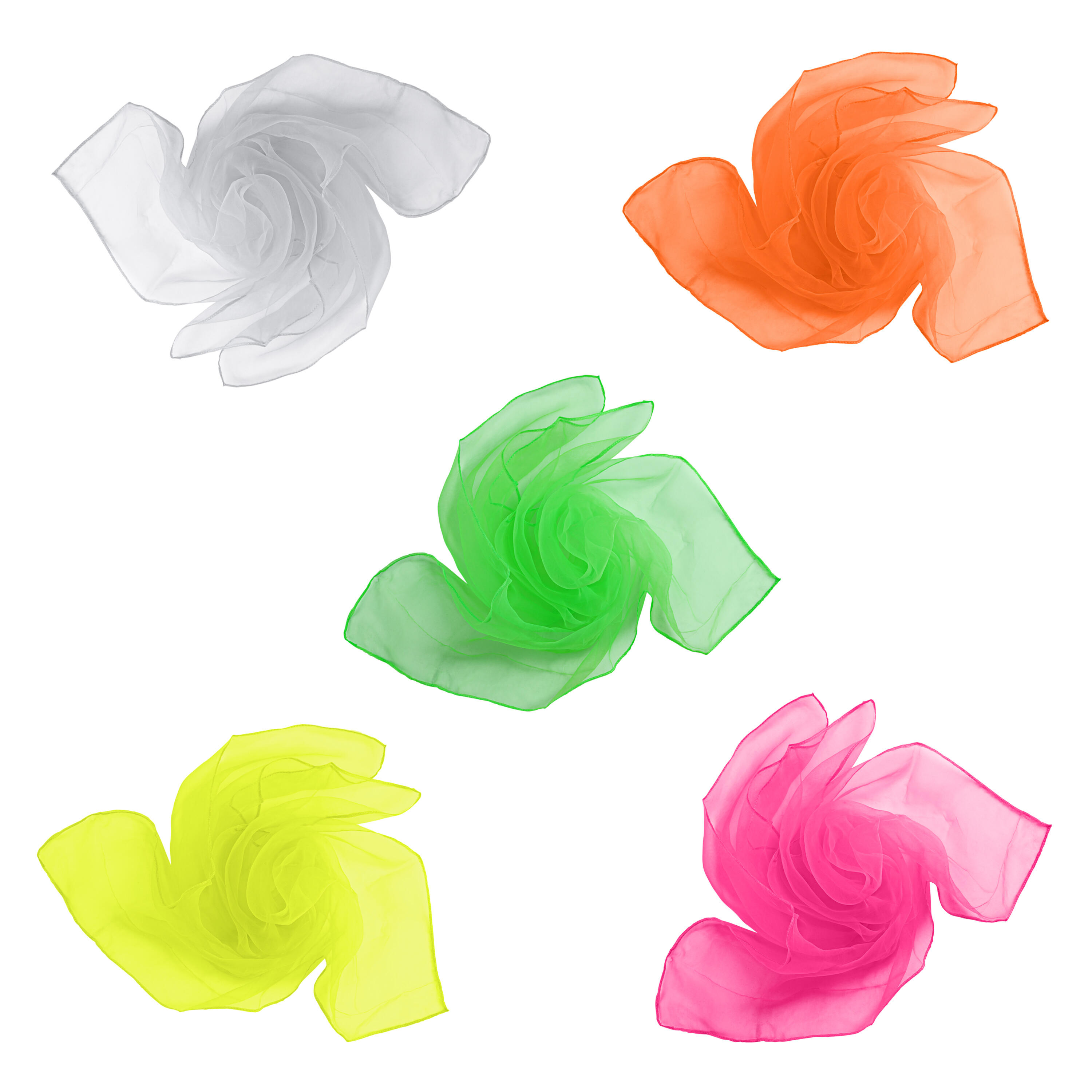 Jongliertücher 5er Set (UV reaktiv), 60x60cm, Chiffontücher aus 100% Nylon 2/7