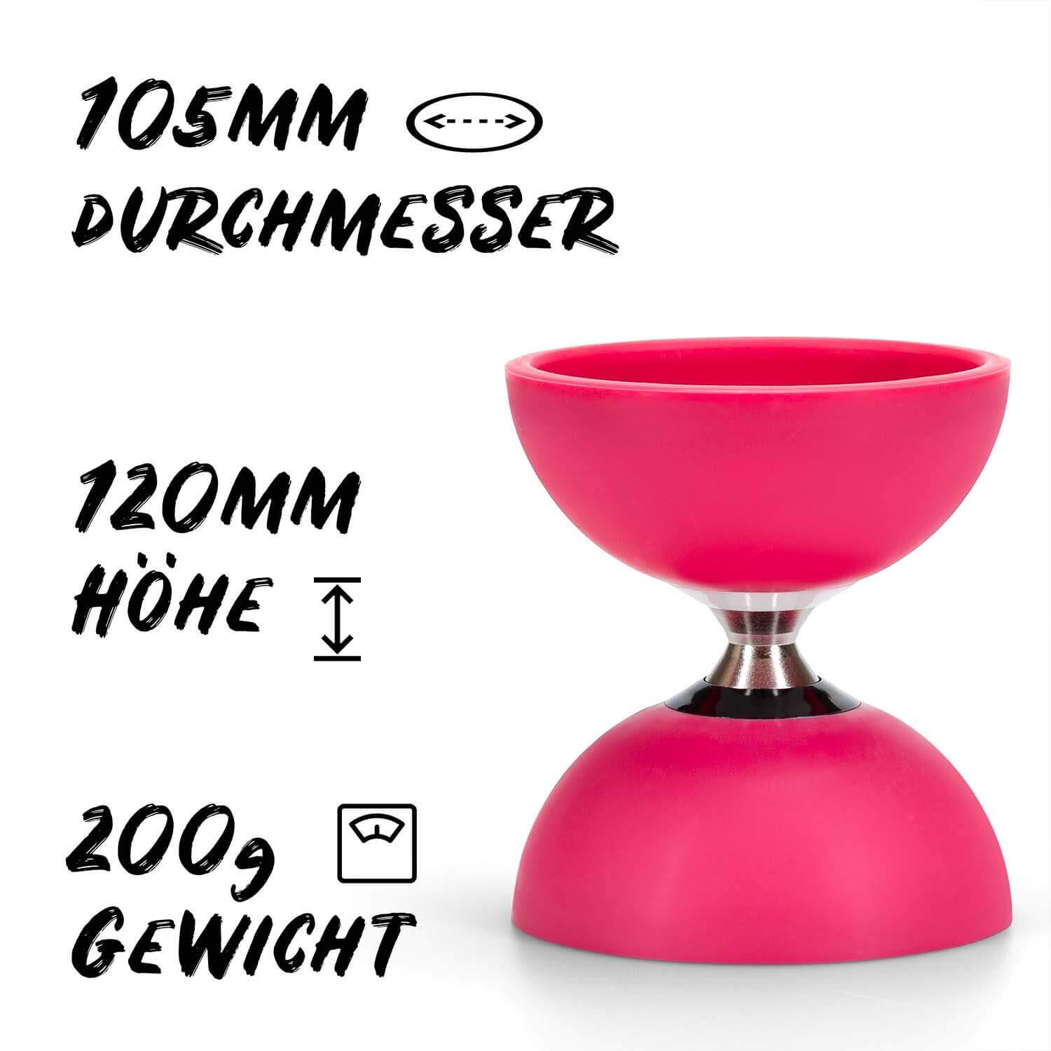 Diabolo Set Pro (pink) mit kugelgelagerter Achse, Handstäben &Ersatzschnur 2/7