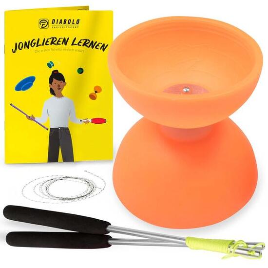 Diabolo Set mit PLAY Diabolo UV Comet (orange) - inkl. Handstäben & Ersatzschnur