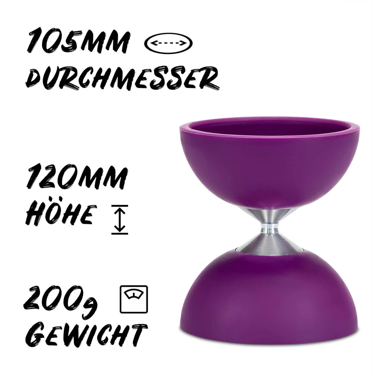 Diabolo Set Basic (lila) mit starrer Achse, Handstäbe, Ersatzschnur, Anleitung 2/7