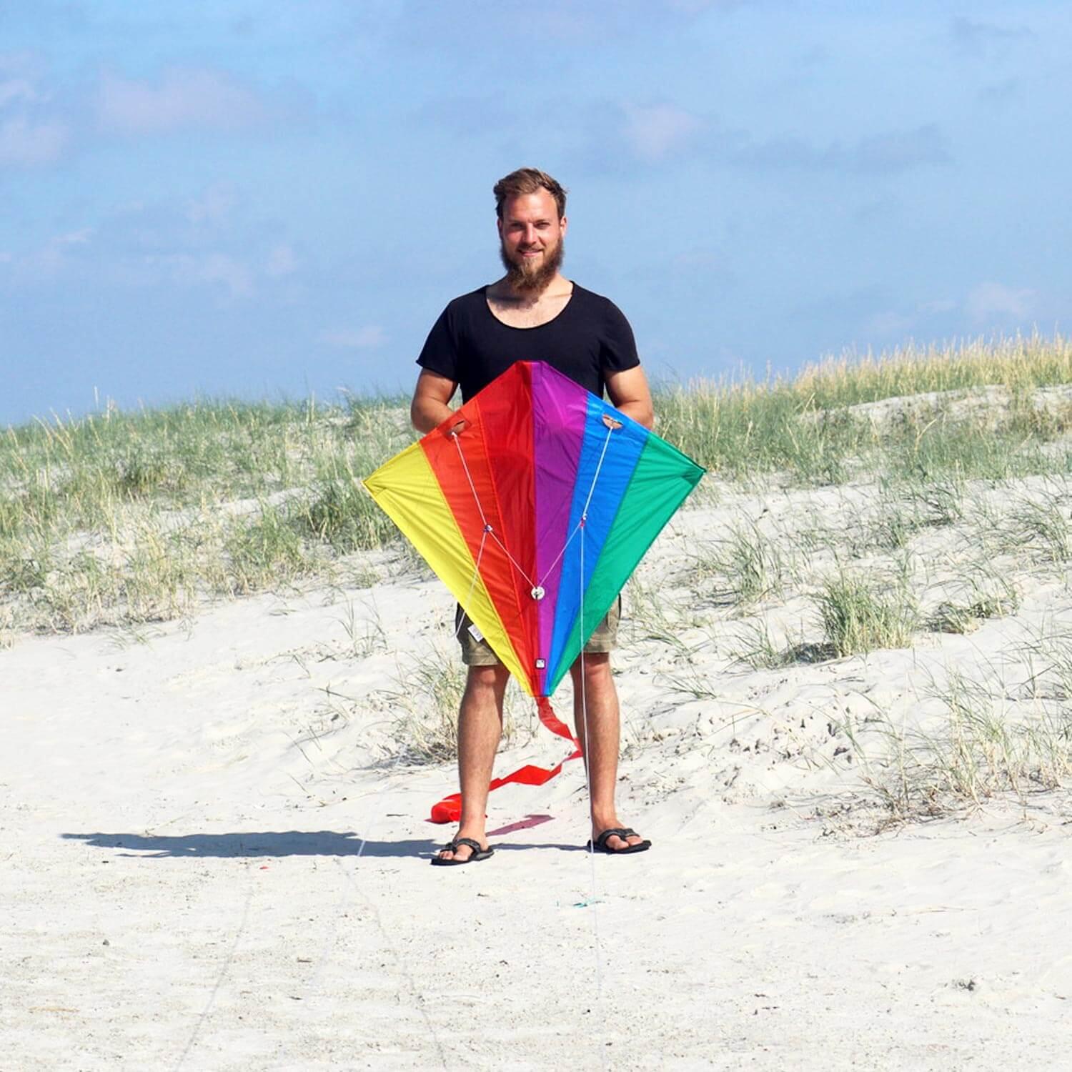 Lenkdrachen Racer Regenbogen (bunt) - flugfertig inkl. Schnur und Zubehör 3/5