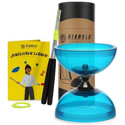 Diabolo Set Pro Clear (türkis) mit kugelgelagerter Achse - LED-ready, UV reaktiv
