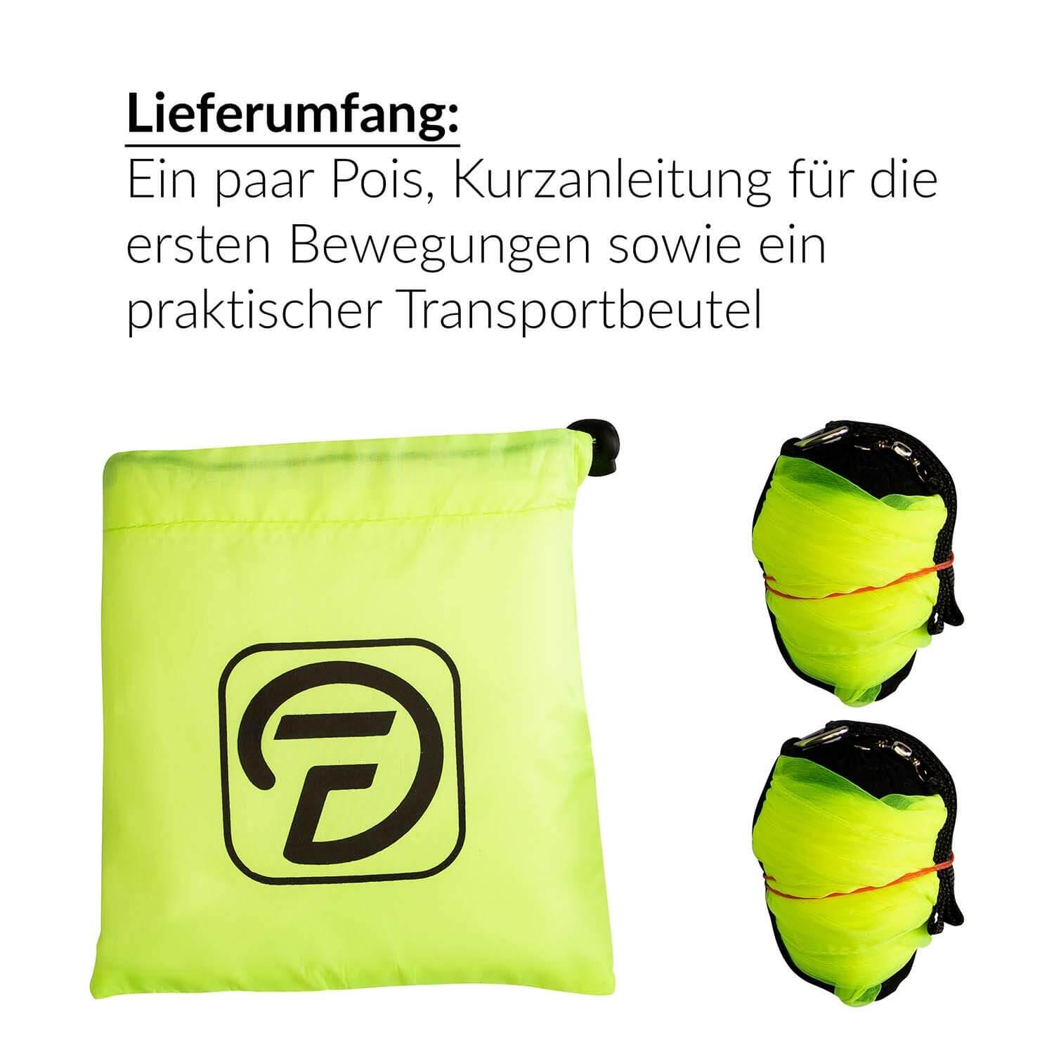 Soft-Poi 40x40cm (uv gelb) - Spiral Poi für Kinder mit kleinerem Schaltuch 4/6