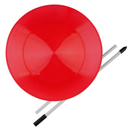 Jonglierteller (rot) im Set mit teilbarem Kunststoffstab, 23cm, UV reaktiv