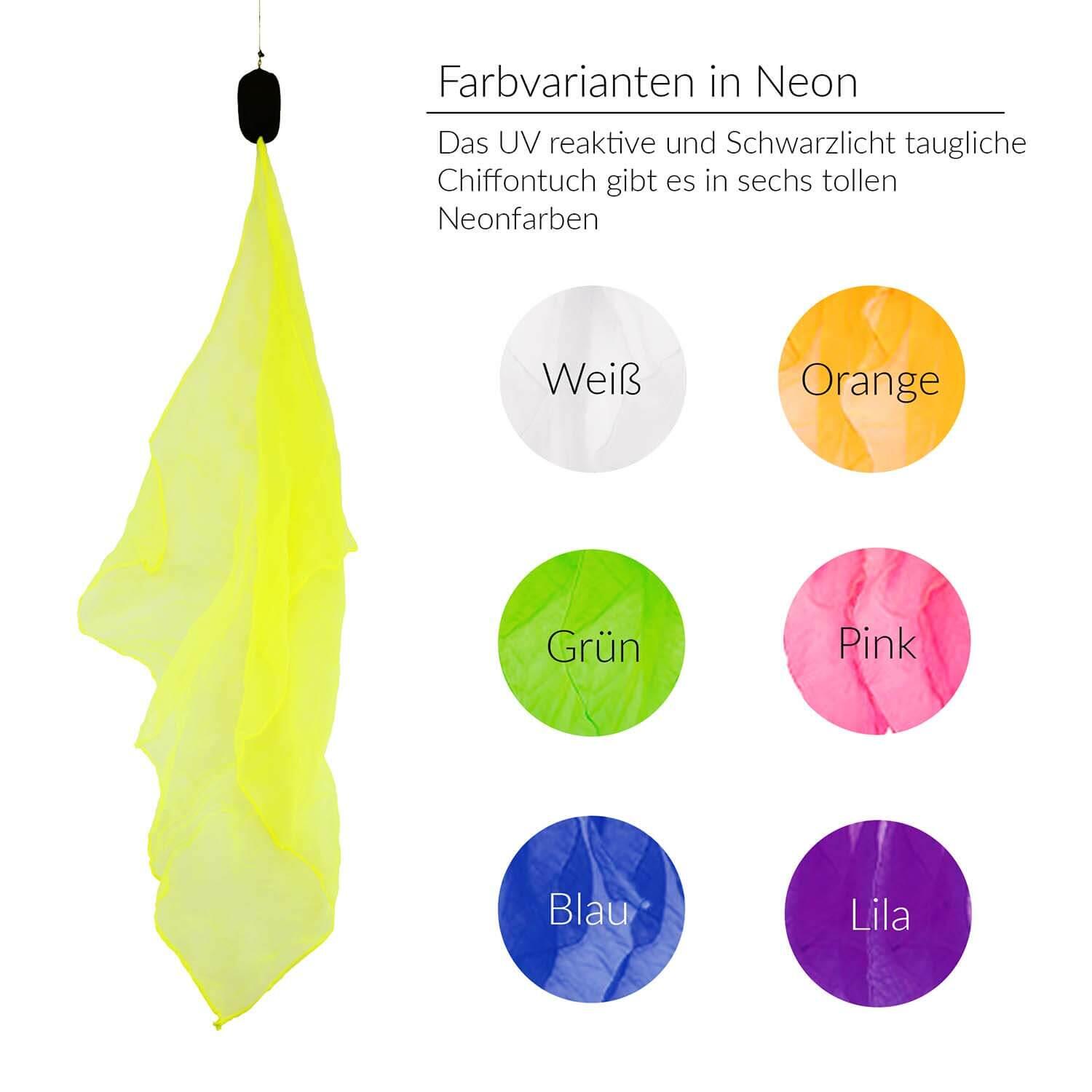 Soft-Poi 40x40cm (uv gelb) - Spiral Poi für Kinder mit kleinerem Schaltuch 5/6