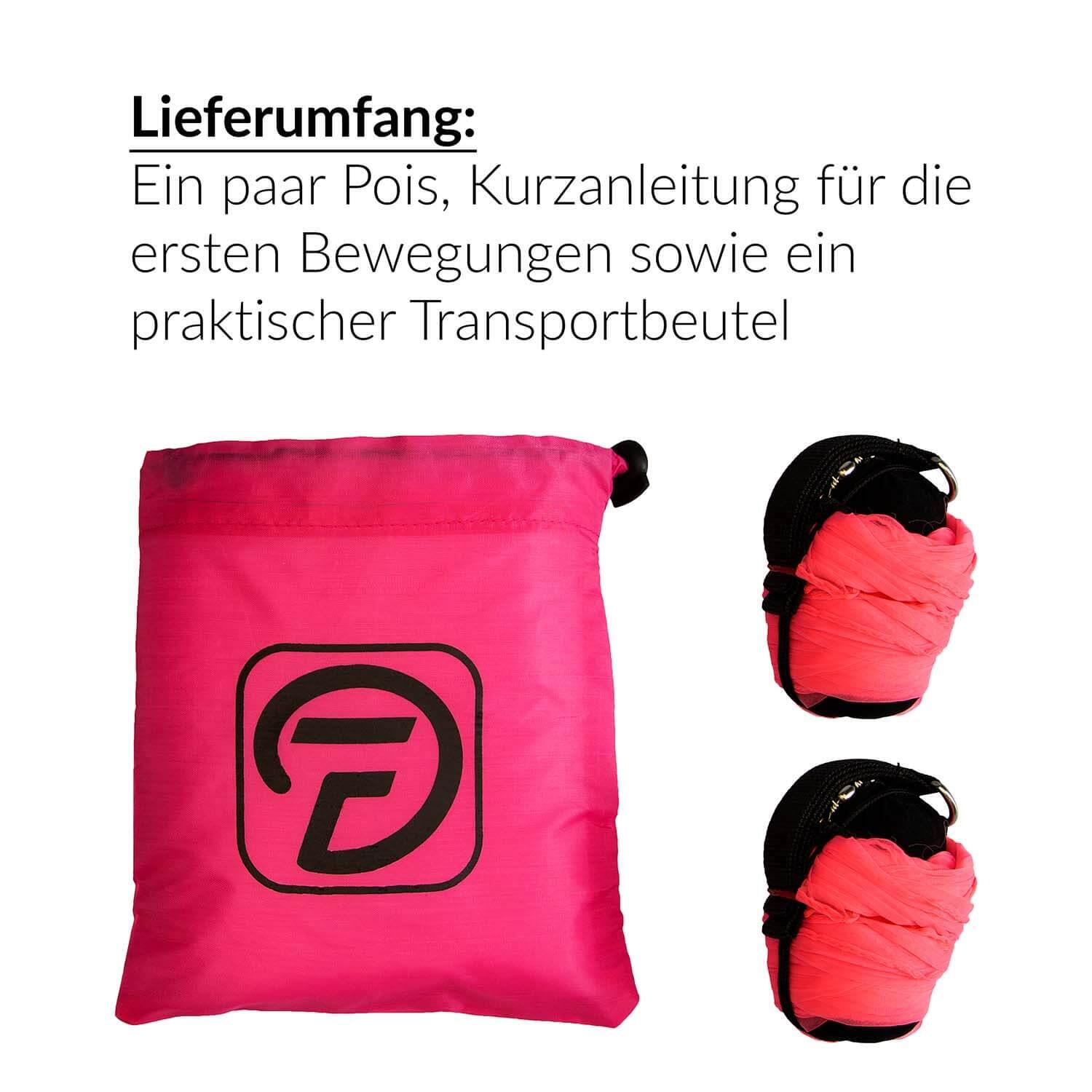 Soft-Poi 40x40cm (uv pink) - Spiral Poi für Kinder mit kleinerem Schaltuch 4/6