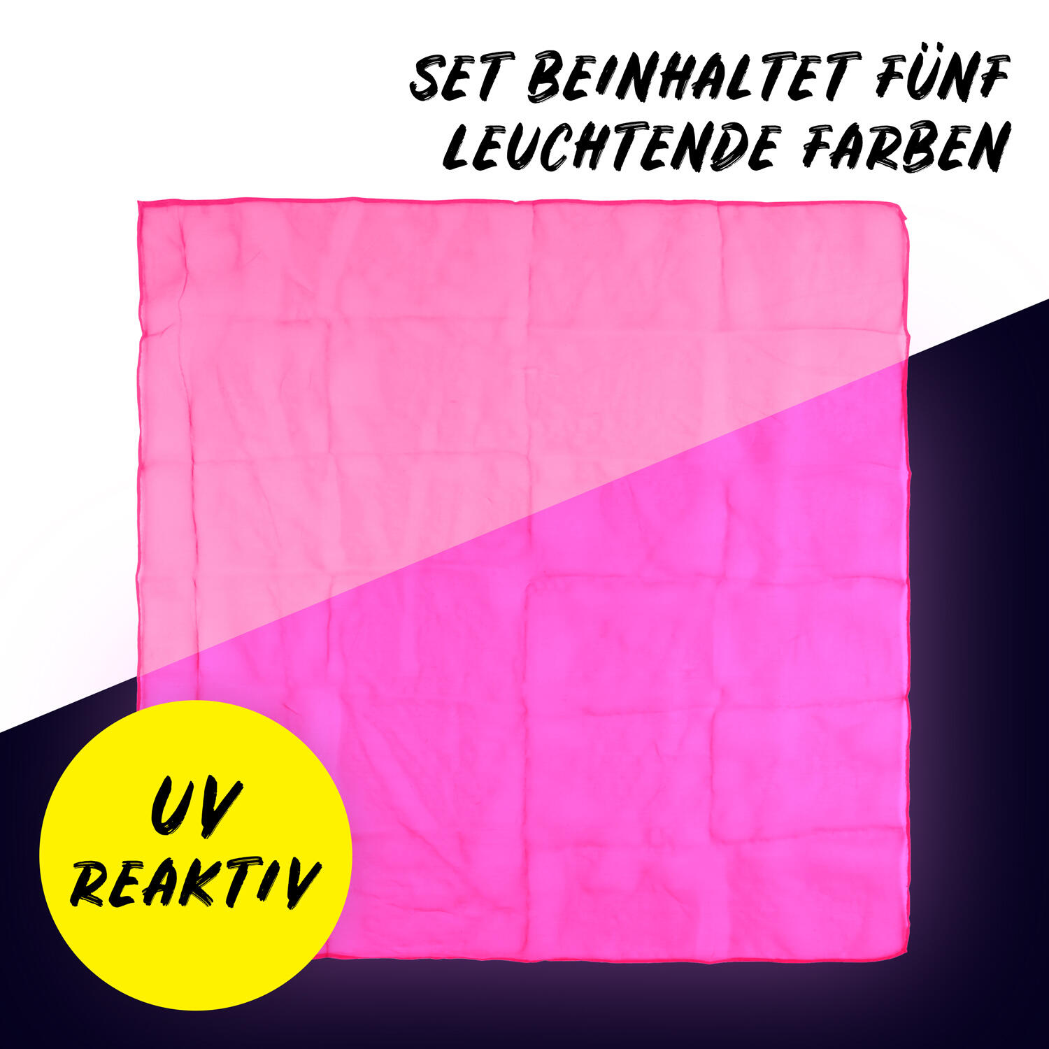 Jongliertücher 5er Set (UV reaktiv), 60x60cm, Chiffontücher aus 100% Nylon 3/7