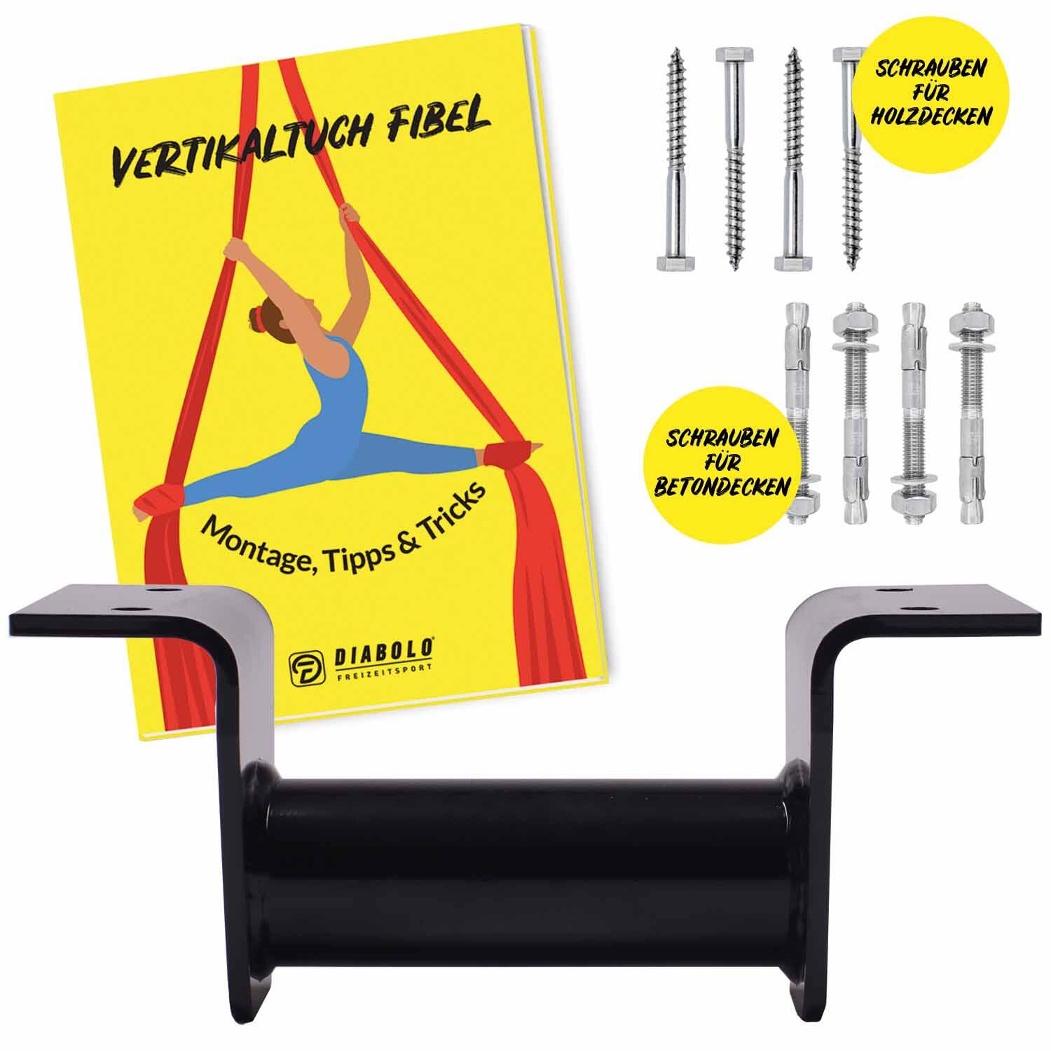 Vertikaltuch 8m (rot) mit Deckenhalterung (schwarz) und Transportbeutel 4/7