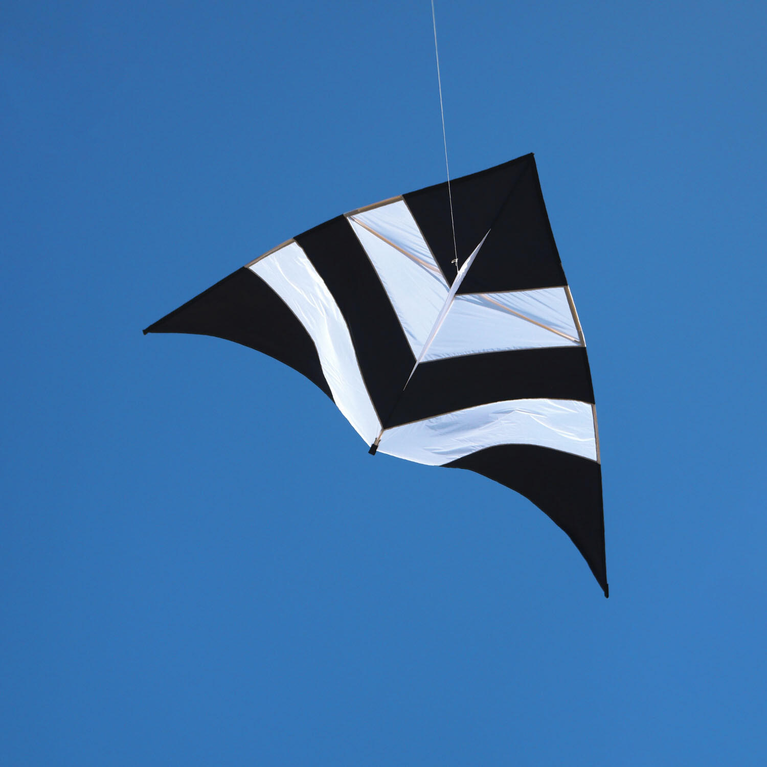 Einleinerdrachen Delta Black & White (schwarz-weiß) - flugfertig inkl. Schnur 2/4