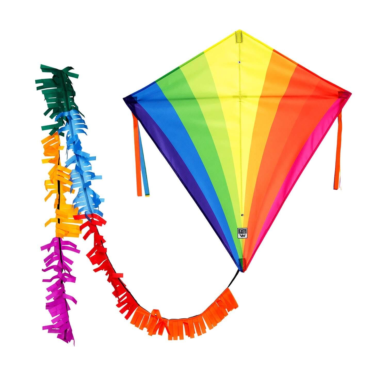 WOLKENSTÜRMER Kinderdrachen Eddy Regenbogen (bunt), Einleinerdrachen - flugfertig inkl. Schnur