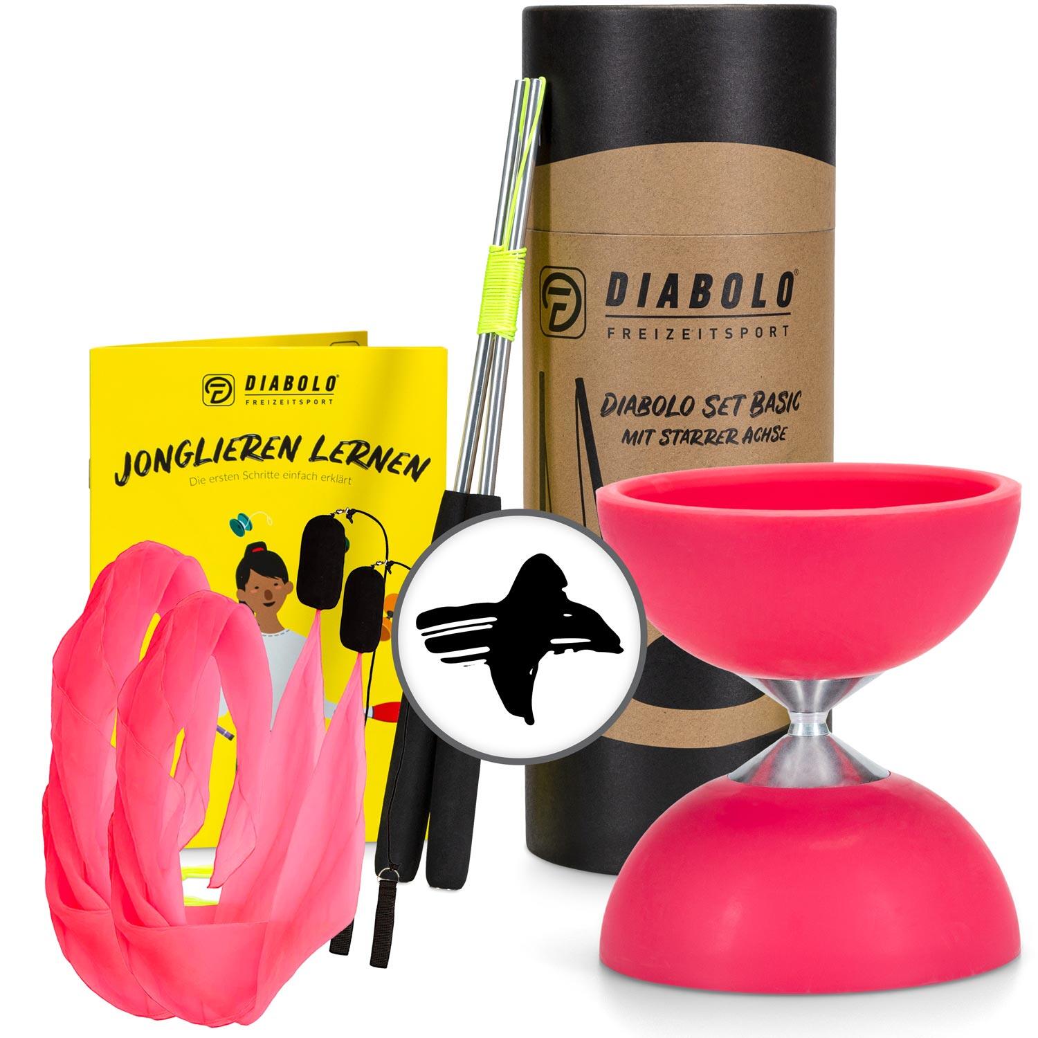Jonglierset mit Diabolo Set Basic (pink) & Soft-Poi (pink), UV reaktiv 1/7