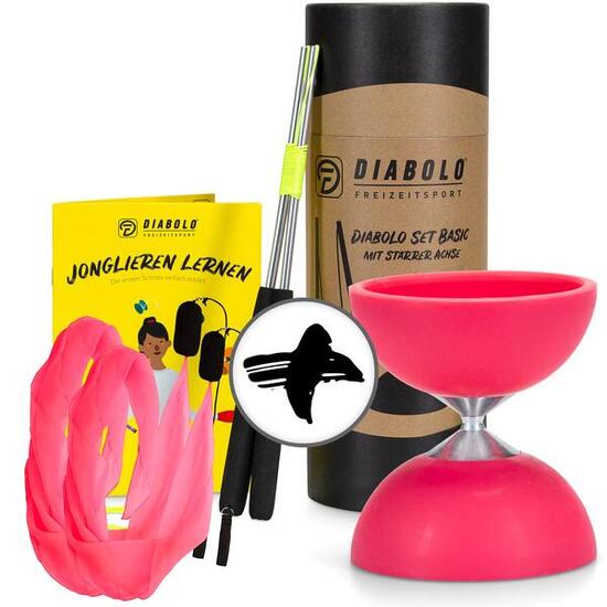 Jonglierset mit Diabolo Set Basic (pink) & Soft-Poi (pink), UV reaktiv