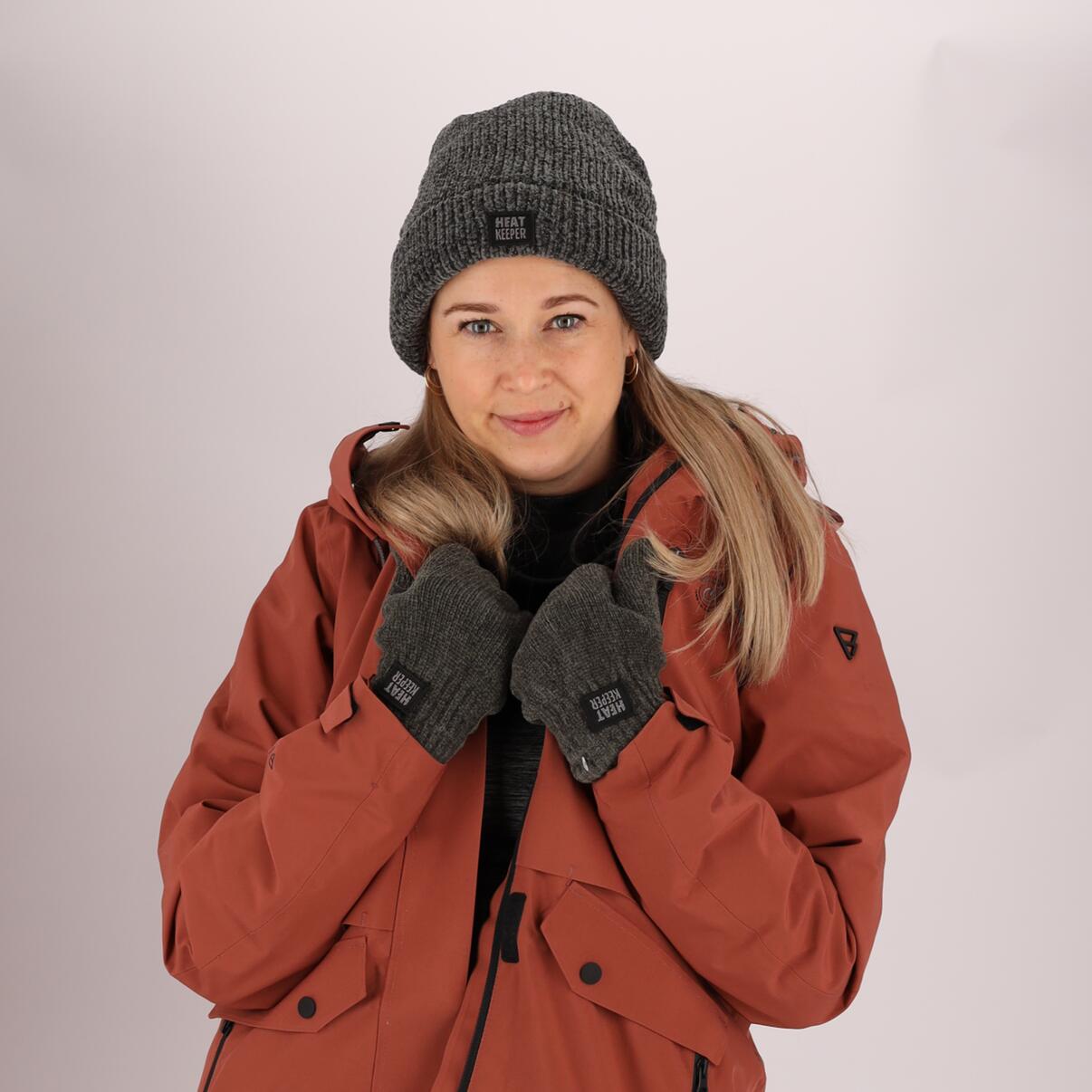 Heatkeeper - Guanti termici in ciniglia da donna - Grigio scuro - 1 paio 3/7