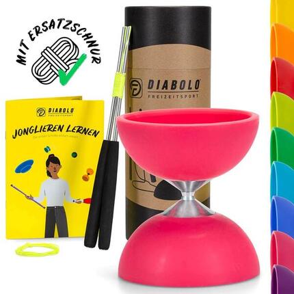 Diabolo Set Basic (pink) mit starrer Achse, Handstäbe, Ersatzschnur, Anleitung