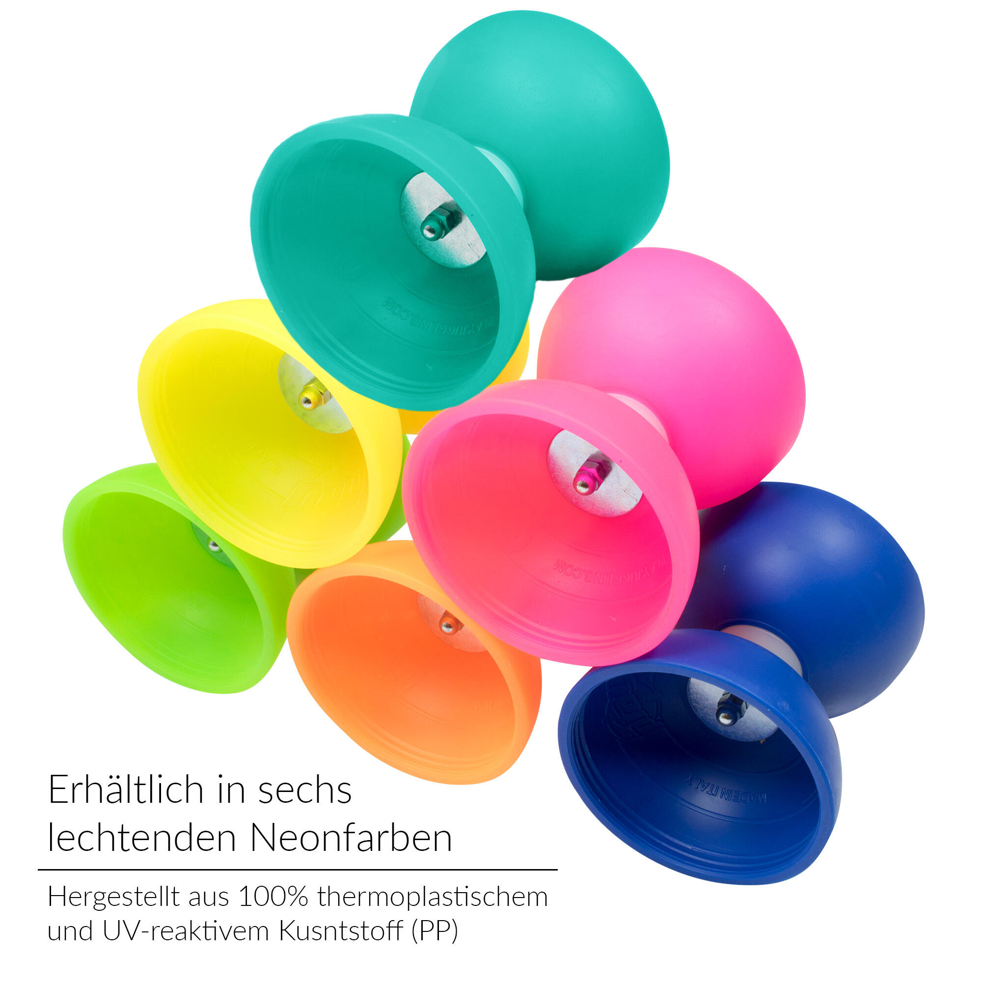 Diabolo Set mit PLAY Diabolo UV Comet (blau) - inkl. Handstäben & Ersatzschnur 3/7