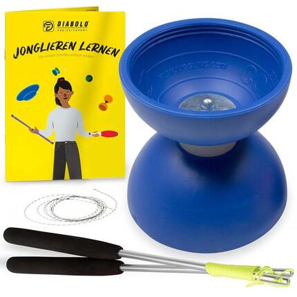 Diabolo Set mit PLAY Diabolo UV Comet (blau) - inkl. Handstäben & Ersatzschnur