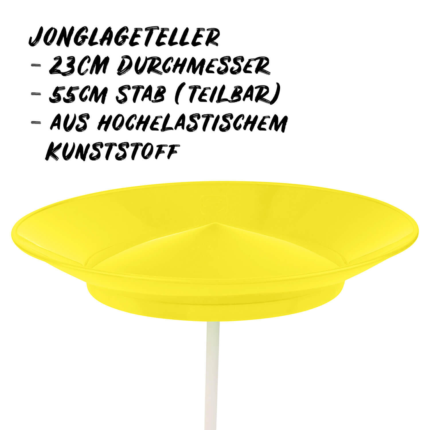Jonglierteller (uv gelb) im Set mit teilbarem Kunststoffstab, 23cm, UV reaktiv 2/7