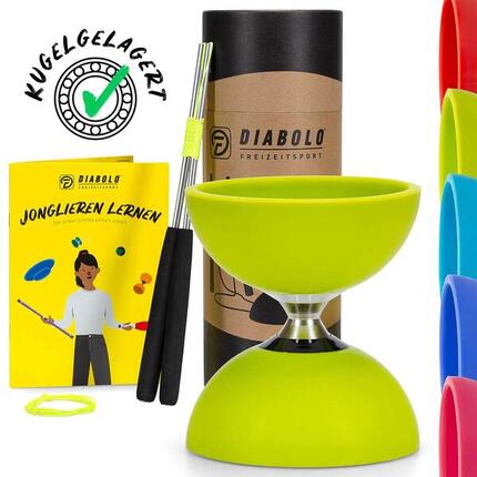 Diabolo Set Pro (lime) mit kugelgelagerter Achse, Handstäben &Ersatzschnur