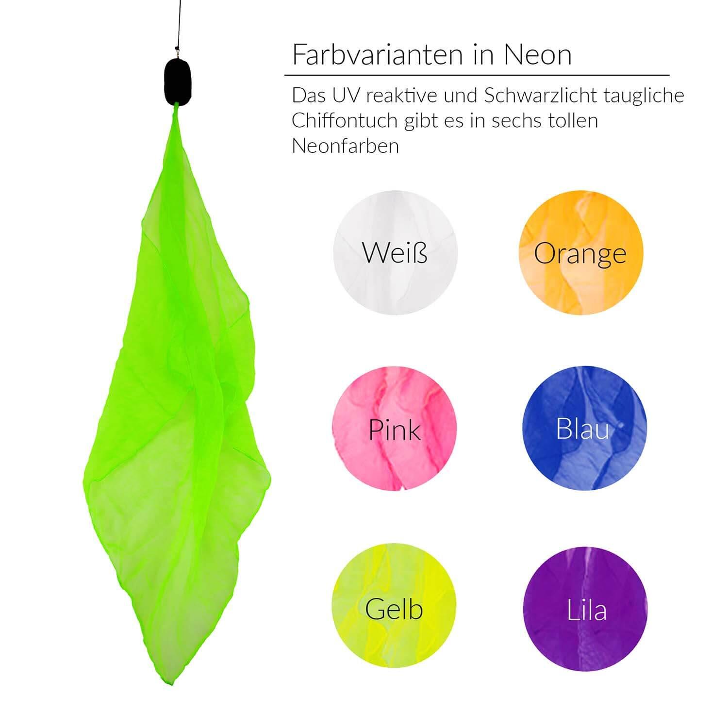 Soft-Poi 40x40cm (uv grün) - Spiral Poi für Kinder mit kleinerem Schaltuch 5/6