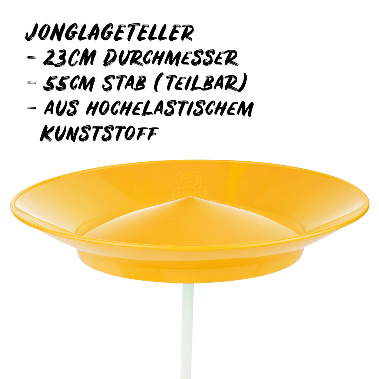 Jonglierteller (uv orange) im Set mit teilbarem Kunststoffstab, 23cm, UV reaktiv 2/7