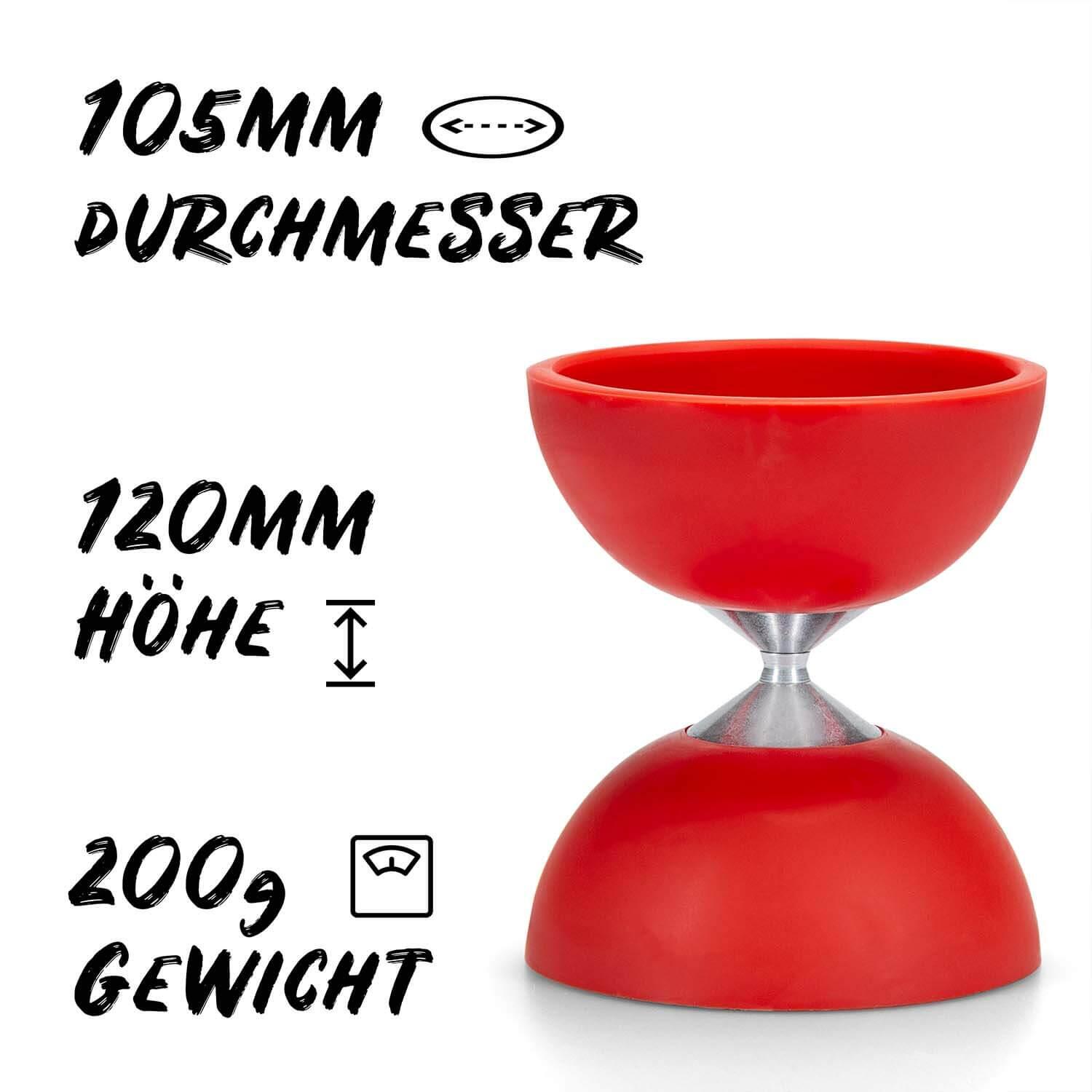 Diabolo Set Basic (rot) mit starrer Achse, Handstäbe, Ersatzschnur, Anleitung 2/7