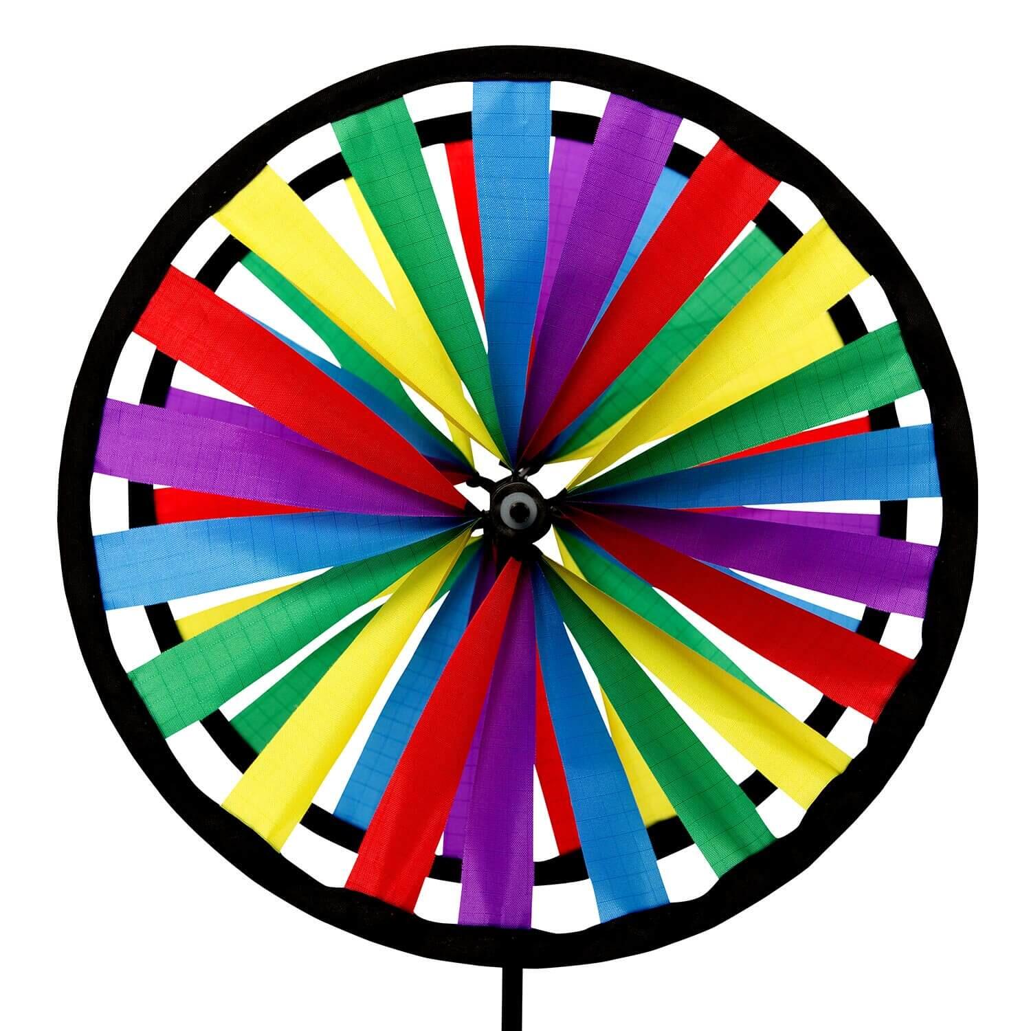 WOLKENSTÜRMER Windspiel Windrad Duo 20cm (bunt) - Chinarad als Deko für den Garten oder Balkon