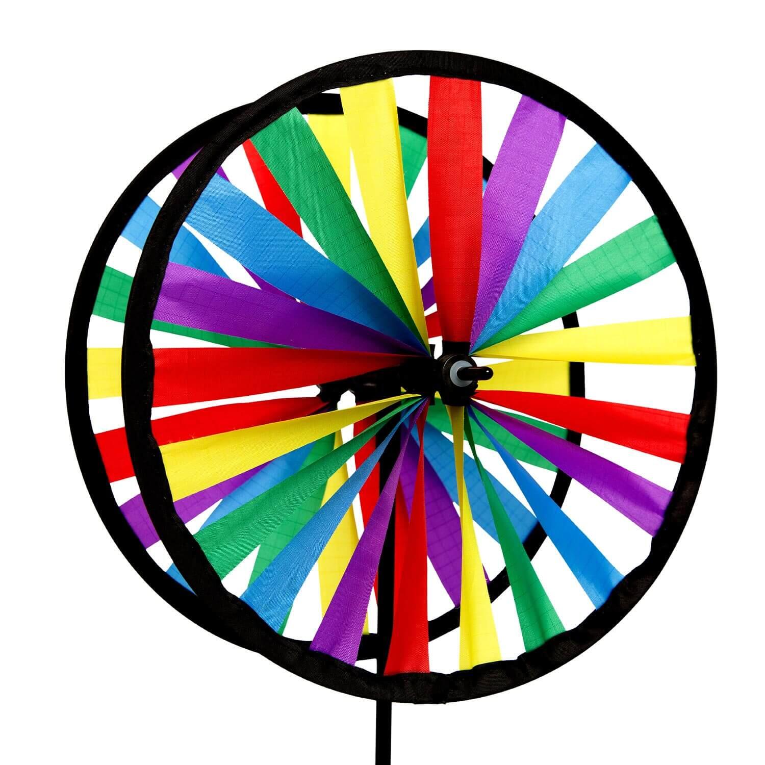Windspiel Windrad Duo 20cm (bunt) - Chinarad als Deko für den Garten oder Balkon 2/2