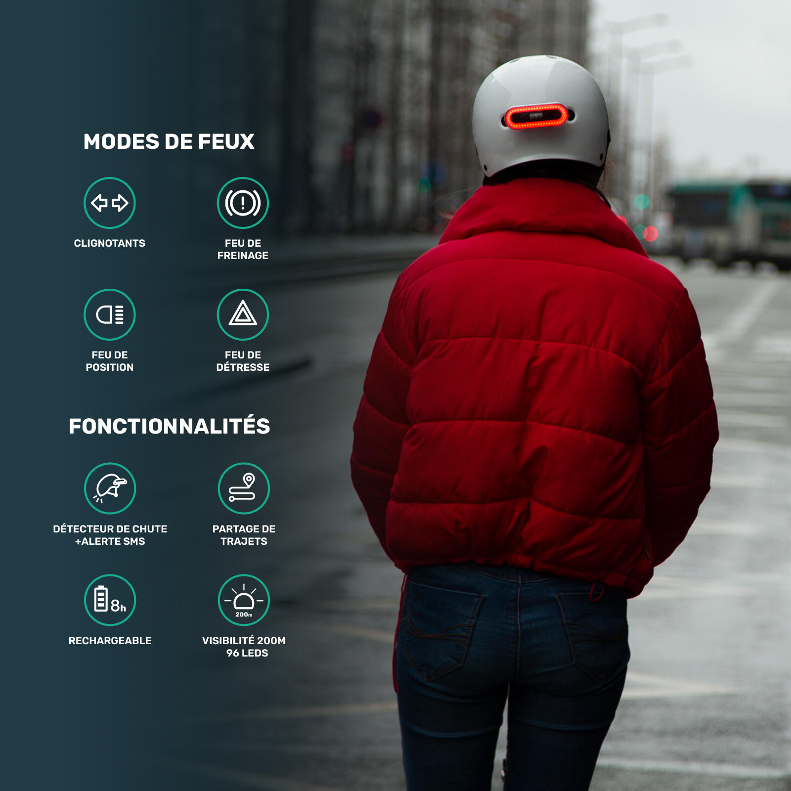 Casco urbano: il casco urbano con illuminazione posteriore 3/5