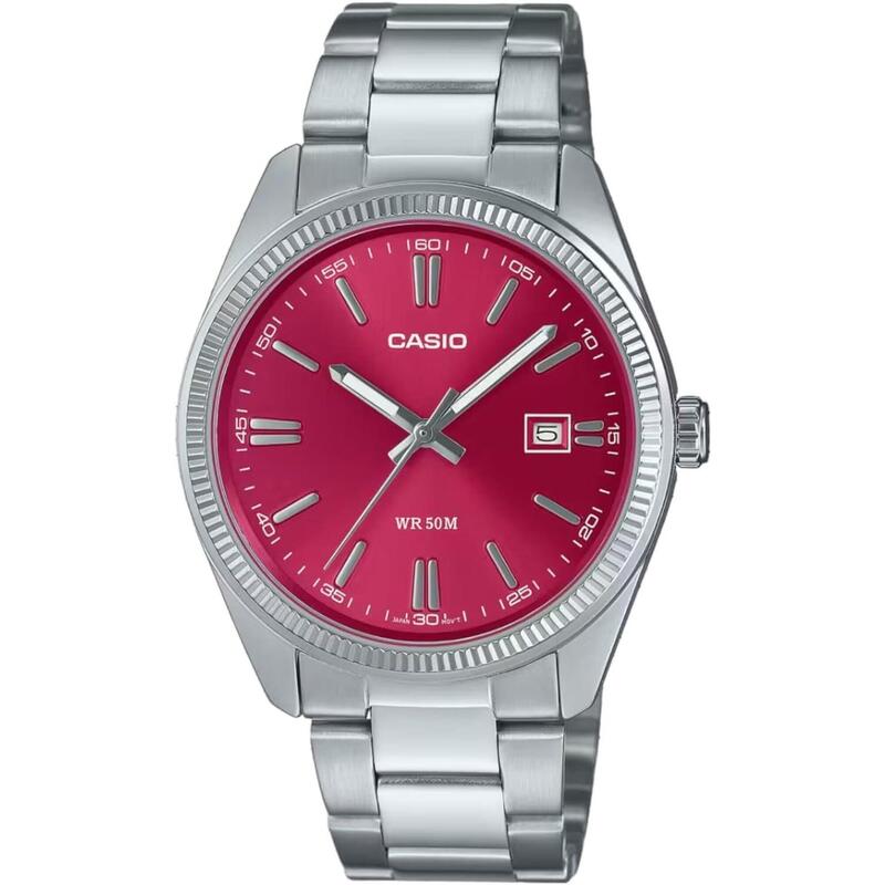 Casio Analoog  Horloge Zilverkleurig/Rood MTP-1302PD-4AVEF