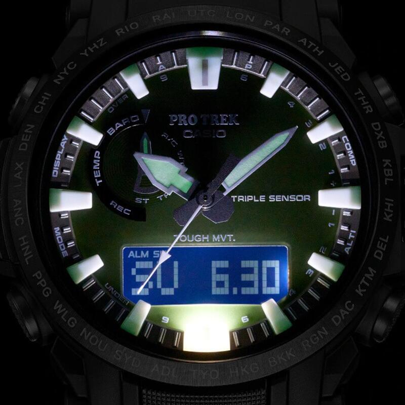 Casio Analogique - Digital Hommes Vert / Vert PRW-6900Y-3ER