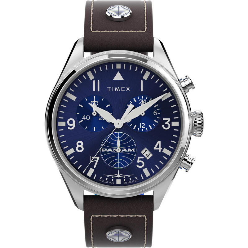 Timex Chronographe Hommes Bleu / Marron TWG030000