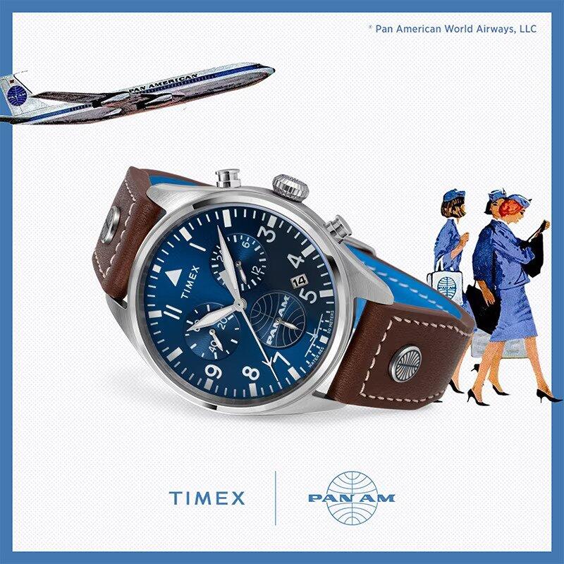 Timex Chronographe Hommes Bleu / Marron TWG030000