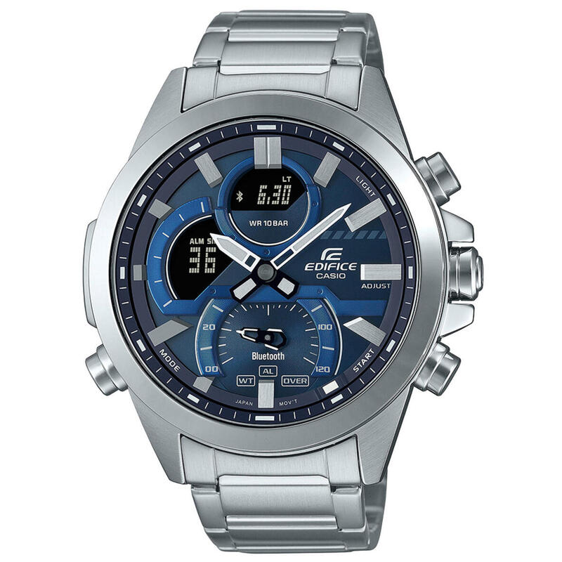 Casio Analoog en digitaal  Horloge Zilverkleurig/Blauw ECB-30D-2AEF