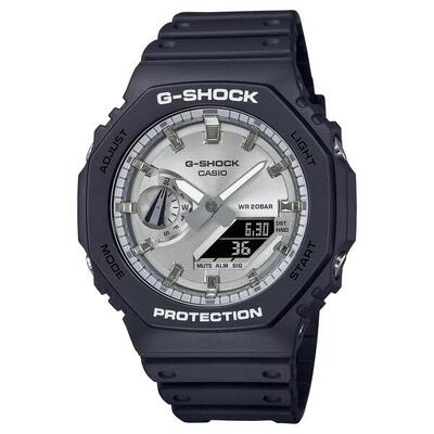 Casio analoog en digitaal horloge zwart/zilverkleurig ga-2100sb-1aer