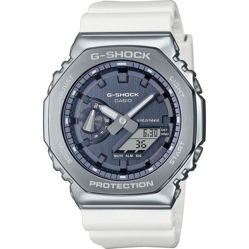 Casio Analoog en digitaal  Horloge Wit/Blauw GM-2100WS-7AER