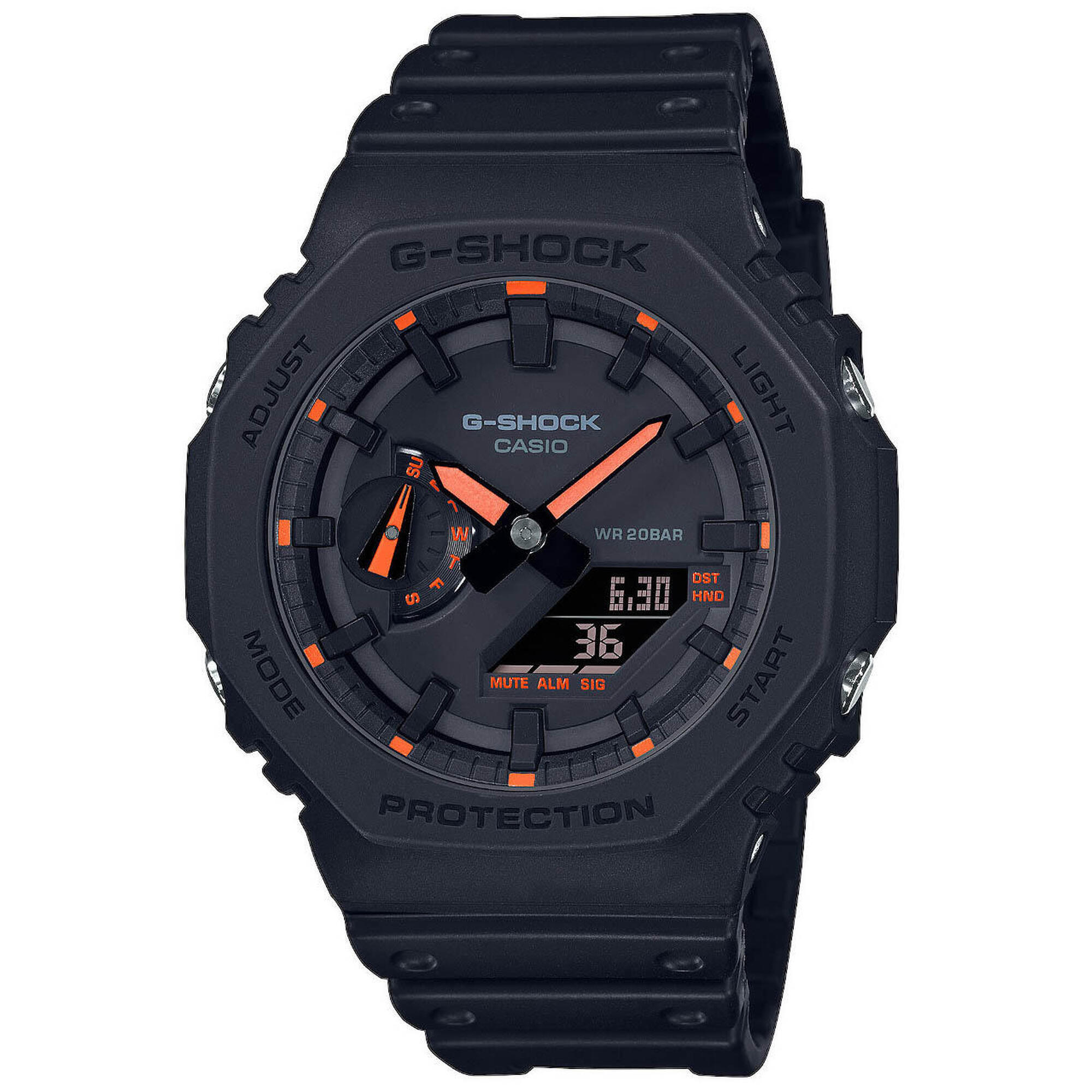 Casio - Montre Homme Casio G-shock Oak - Neon Orange Index - Montre - Noir - Taille Unique - Decathlon