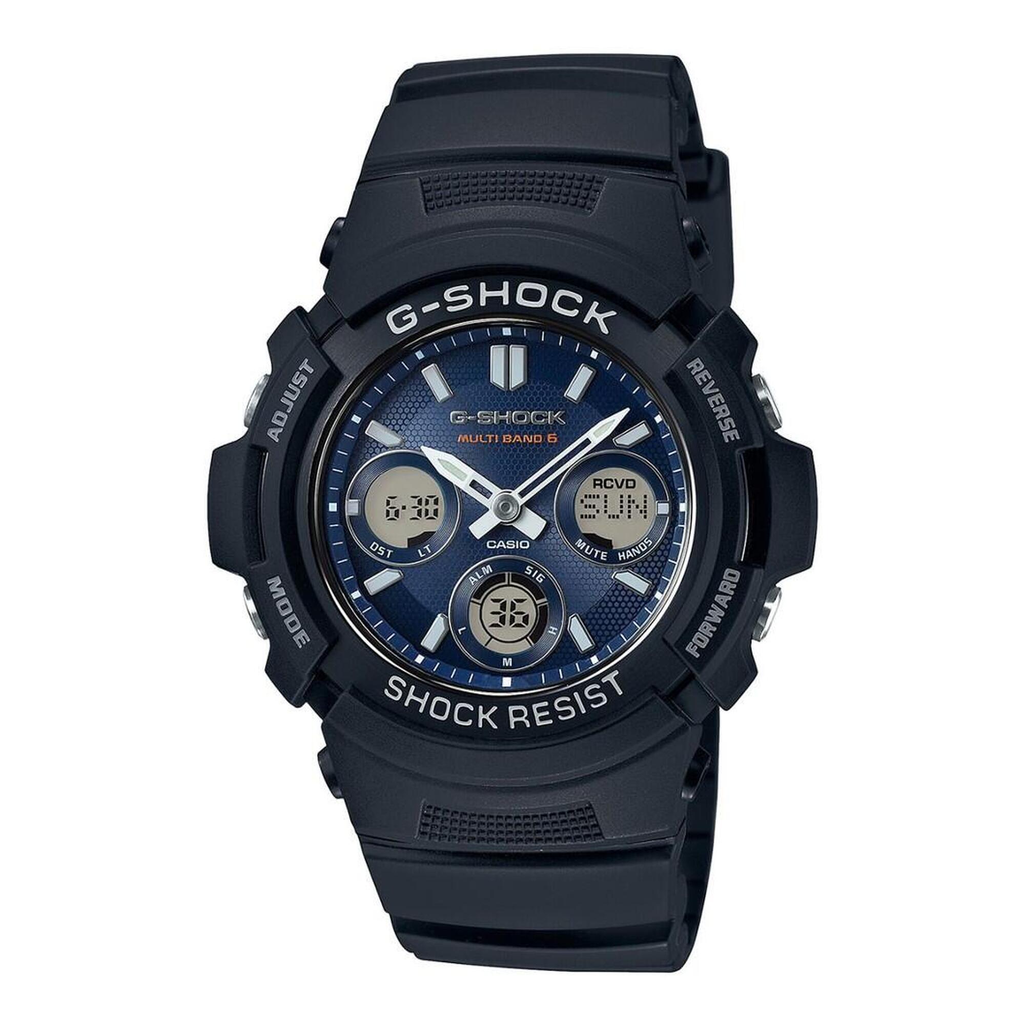 Casio - Montre Homme Casio Awg-m100sb-2aer, Quartz, 46mm, 20atm - Montre - Bleu|noir - Taille Unique - Decathlon