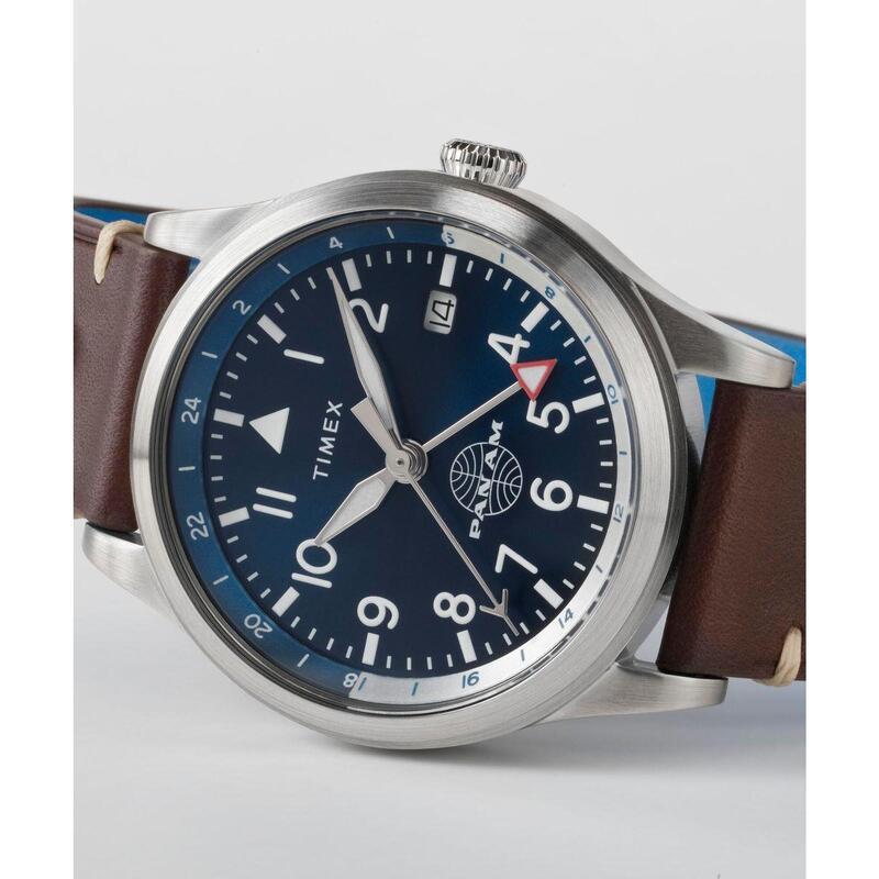 Timex Analogique Hommes Bleu / Marron TW2W97300