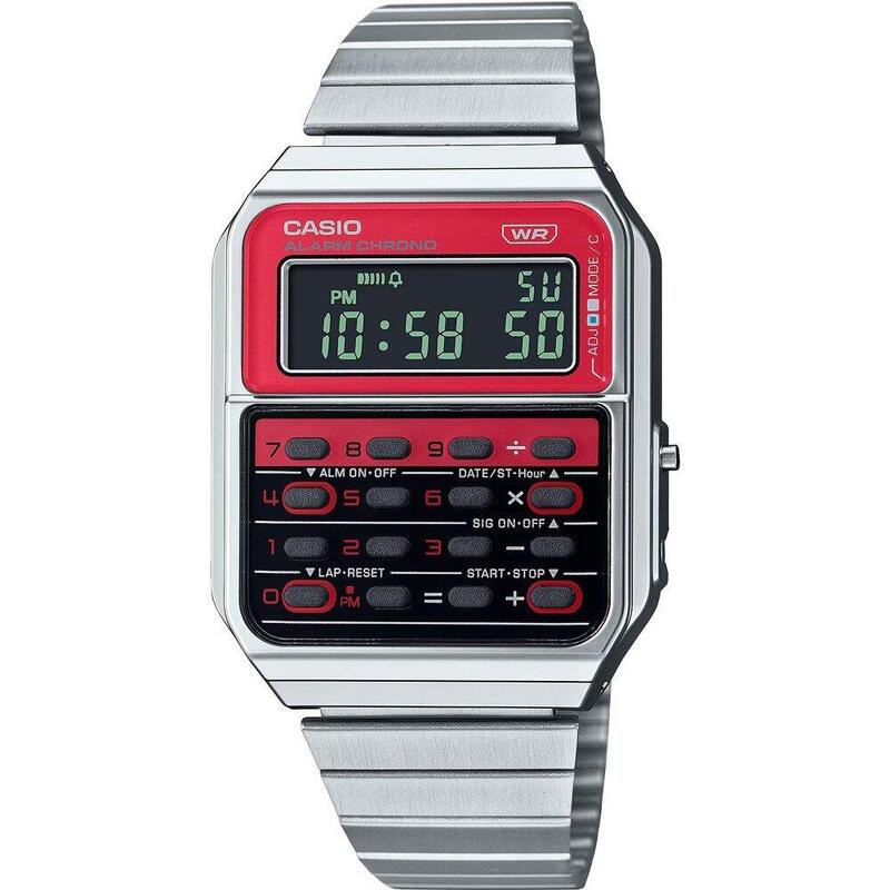 Casio Digitaal  Horloge Zilverkleurig/Rood CA-500WE-4BEF