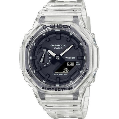 Casio analoog en digitaal horloge transparant/zwart ga-2100ske-7aer