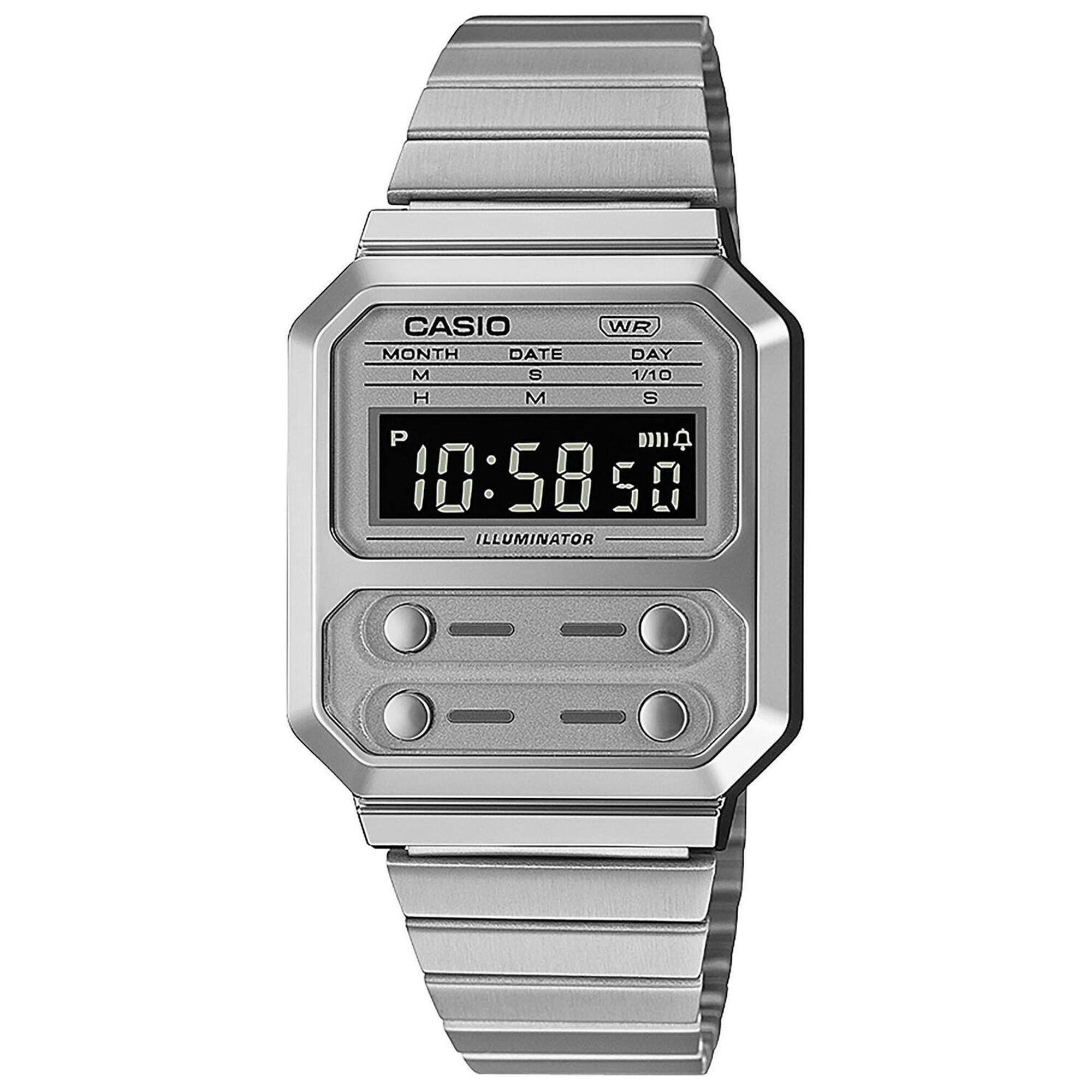 Casio Digital Hommes Argent / Argent A100WE-7BEF